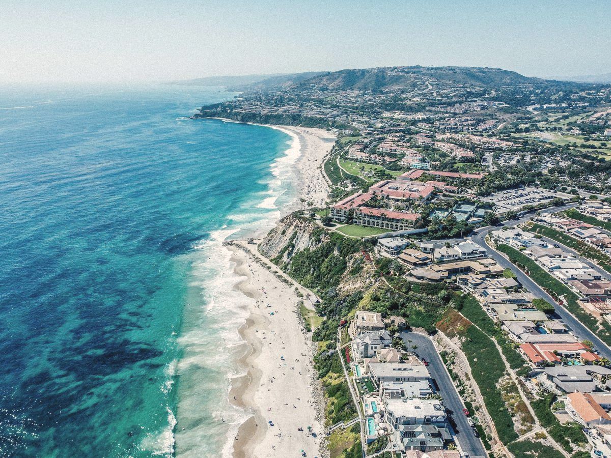 Aerial view of Dana Point and its coastline